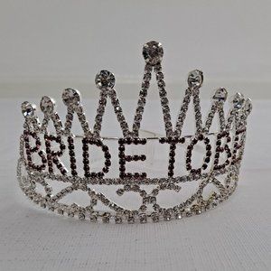 Bride To Be Tiara wedding Shower Bachelorette Party Crown Bling silver pink